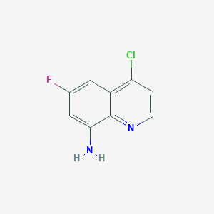 molecular formula C9H6ClFN2 B13171721 4-Chloro-6-fluoroquinolin-8-amine 