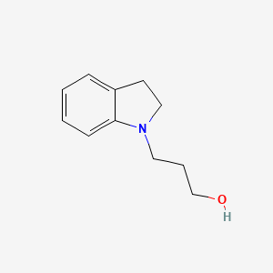 molecular formula C11H15NO B1317190 1H-Indole-1-propanol, 2,3-dihydro- 