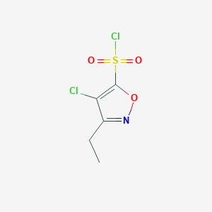 molecular formula C5H5Cl2NO3S B13171919 4-Chloro-3-ethyl-1,2-oxazole-5-sulfonyl chloride CAS No. 2060008-48-0