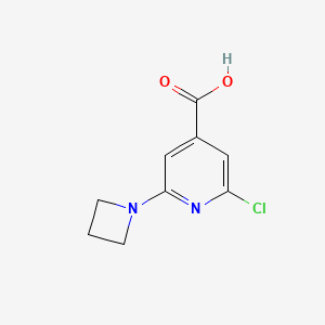 molecular formula C9H9ClN2O2 B13171956 2-(Azetidin-1-yl)-6-chloropyridine-4-carboxylic acid 