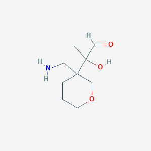 molecular formula C9H17NO3 B13172013 2-[3-(Aminomethyl)oxan-3-yl]-2-hydroxypropanal 