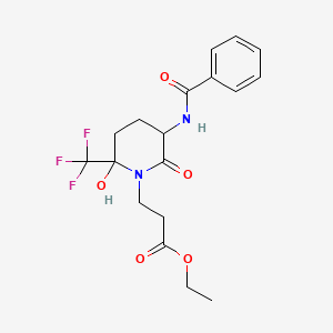 Ethyl 3-[5-benzamido-2-hydroxy-6-oxo-2-(trifluoromethyl)piperidin-1-yl]propanoate