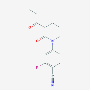 2-Fluoro-4-(2-oxo-3-propanoylpiperidin-1-yl)benzonitrile