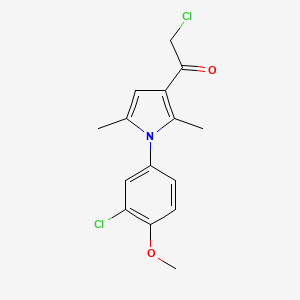 molecular formula C15H15Cl2NO2 B13172233 2-chloro-1-[1-(3-chloro-4-methoxyphenyl)-2,5-dimethyl-1H-pyrrol-3-yl]ethanone 