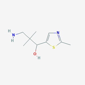 molecular formula C9H16N2OS B13172450 3-Amino-2,2-dimethyl-1-(2-methyl-1,3-thiazol-5-yl)propan-1-ol 