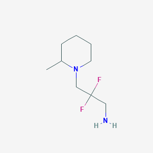 molecular formula C9H18F2N2 B13172468 2,2-Difluoro-3-(2-methylpiperidin-1-yl)propan-1-amine 