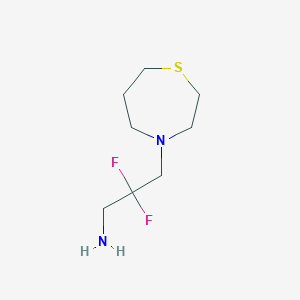 molecular formula C8H16F2N2S B13172489 2,2-Difluoro-3-(1,4-thiazepan-4-yl)propan-1-amine 