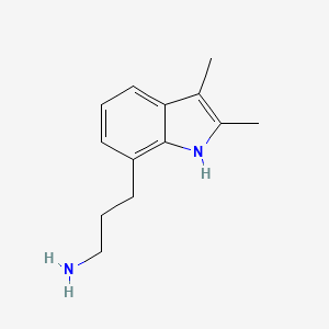 molecular formula C13H18N2 B13172516 3-(2,3-Dimethyl-1H-indol-7-YL)propan-1-amine 