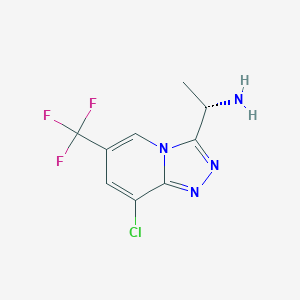 molecular formula C9H8ClF3N4 B13172522 (1S)-1-[8-Chloro-6-(trifluoromethyl)-[1,2,4]triazolo[4,3-a]pyridin-3-yl]ethan-1-amine 