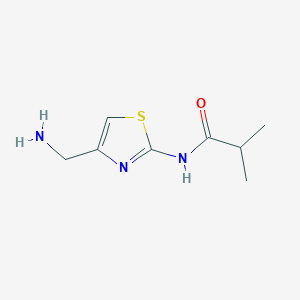 molecular formula C8H13N3OS B13172538 N-[4-(Aminomethyl)-1,3-thiazol-2-yl]-2-methylpropanamide 