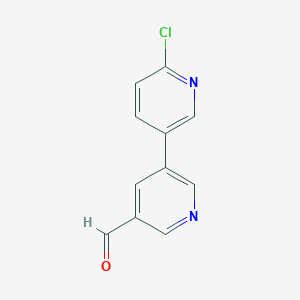 molecular formula C11H7ClN2O B13172559 5-(6-Chloropyridin-3-YL)pyridine-3-carbaldehyde 