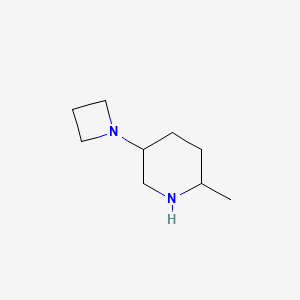 molecular formula C9H18N2 B13172585 5-(Azetidin-1-yl)-2-methylpiperidine 