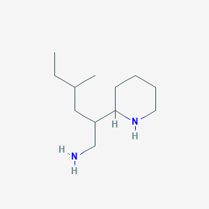 molecular formula C12H26N2 B13172636 4-Methyl-2-(piperidin-2-yl)hexan-1-amine 