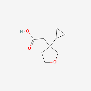 molecular formula C9H14O3 B13172653 2-(3-Cyclopropyloxolan-3-yl)acetic acid 