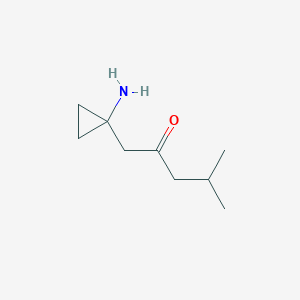 molecular formula C9H17NO B13172680 1-(1-Aminocyclopropyl)-4-methylpentan-2-one 