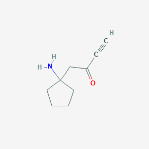 molecular formula C9H13NO B13172754 1-(1-Aminocyclopentyl)but-3-yn-2-one 