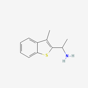 molecular formula C11H13NS B13172790 1-(3-Methyl-1-benzothiophen-2-yl)ethan-1-amine 