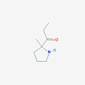 molecular formula C8H15NO B13172828 1-(2-Methylpyrrolidin-2-YL)propan-1-one 