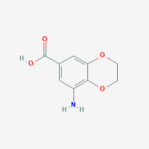 molecular formula C9H9NO4 B13172863 8-Amino-2,3-dihydro-1,4-benzodioxine-6-carboxylic acid 