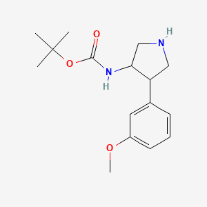 molecular formula C16H24N2O3 B13172974 tert-butyl N-[4-(3-methoxyphenyl)pyrrolidin-3-yl]carbamate 