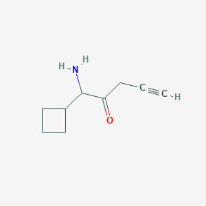 molecular formula C9H13NO B13172996 1-Amino-1-cyclobutylpent-4-yn-2-one 