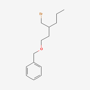 molecular formula C14H21BrO B13173001 ({[3-(Bromomethyl)hexyl]oxy}methyl)benzene 