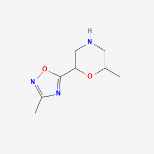 molecular formula C8H13N3O2 B13173067 2-Methyl-6-(3-methyl-1,2,4-oxadiazol-5-yl)morpholine 