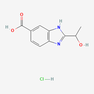 molecular formula C10H11ClN2O3 B1317307 2-(1-羟基乙基)-1H-苯并咪唑-5-羧酸盐酸盐 CAS No. 1052541-50-0