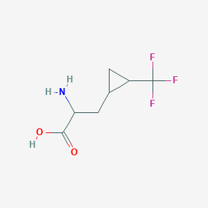 molecular formula C7H10F3NO2 B13173158 2-Amino-3-[2-(trifluoromethyl)cyclopropyl]propanoic acid 