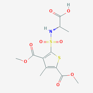 molecular formula C12H15NO8S2 B13173222 (2S)-2-[3,5-Bis(methoxycarbonyl)-4-methylthiophene-2-sulfonamido]propanoic acid 