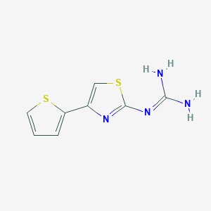 molecular formula C8H8N4S2 B1317329 N-[4-(2-噻吩基)-1,3-噻唑-2-基]胍 CAS No. 735225-85-1