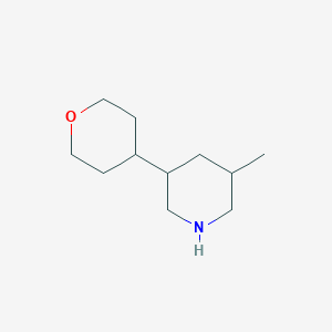 molecular formula C11H21NO B13173300 3-Methyl-5-(oxan-4-yl)piperidine 