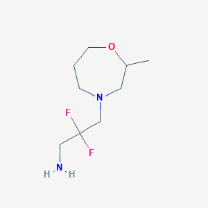 molecular formula C9H18F2N2O B13173418 2,2-Difluoro-3-(2-methyl-1,4-oxazepan-4-yl)propan-1-amine 