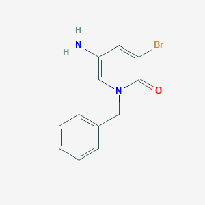 molecular formula C12H11BrN2O B13173476 5-Amino-1-benzyl-3-bromo-1,2-dihydropyridin-2-one 