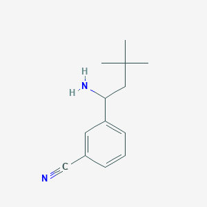 molecular formula C13H18N2 B13173498 3-(1-Amino-3,3-dimethylbutyl)benzenecarbonitrile 