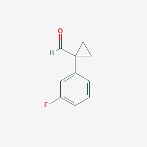 molecular formula C10H9FO B13173499 1-(3-Fluorophenyl)cyclopropane-1-carbaldehyde 