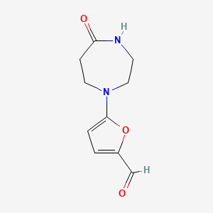 molecular formula C10H12N2O3 B13173547 5-(5-Oxo-1,4-diazepan-1-yl)furan-2-carbaldehyde 