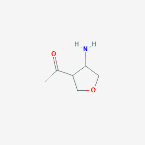 molecular formula C6H11NO2 B13173616 1-(4-Aminooxolan-3-yl)ethan-1-one 