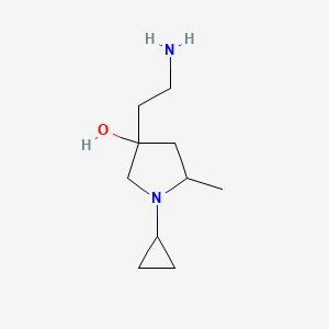 molecular formula C10H20N2O B13173678 3-(2-Aminoethyl)-1-cyclopropyl-5-methylpyrrolidin-3-ol 