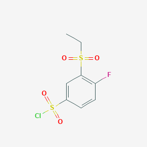 molecular formula C8H8ClFO4S2 B13173708 3-(Ethanesulfonyl)-4-fluorobenzene-1-sulfonyl chloride 