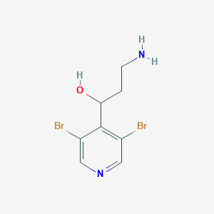 molecular formula C8H10Br2N2O B13173748 3-Amino-1-(3,5-dibromopyridin-4-yl)propan-1-ol 