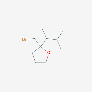 molecular formula C10H19BrO B13173752 2-(Bromomethyl)-2-(3-methylbutan-2-yl)oxolane 