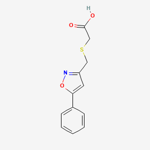 molecular formula C12H11NO3S B13173785 {[(5-Phenylisoxazol-3-yl)methyl]thio}acetic acid 