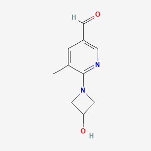 molecular formula C10H12N2O2 B13173793 6-(3-Hydroxyazetidin-1-yl)-5-methylpyridine-3-carbaldehyde 