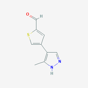 molecular formula C9H8N2OS B13173907 4-(3-Methyl-1H-pyrazol-4-yl)thiophene-2-carbaldehyde 