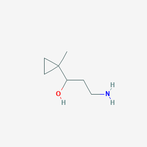 molecular formula C7H15NO B13173950 3-Amino-1-(1-methylcyclopropyl)propan-1-ol 