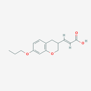 molecular formula C15H18O4 B13173954 (2E)-3-(7-propoxy-3,4-dihydro-2H-chromen-3-yl)acrylic acid 