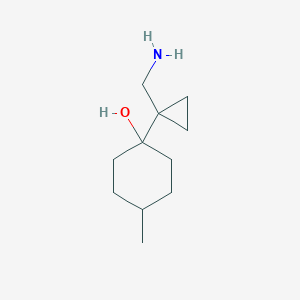 molecular formula C11H21NO B13173991 1-[1-(Aminomethyl)cyclopropyl]-4-methylcyclohexan-1-ol 