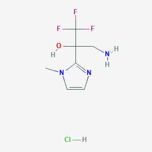 molecular formula C7H11ClF3N3O B13174032 3-amino-1,1,1-trifluoro-2-(1-methyl-1H-imidazol-2-yl)propan-2-ol hydrochloride 