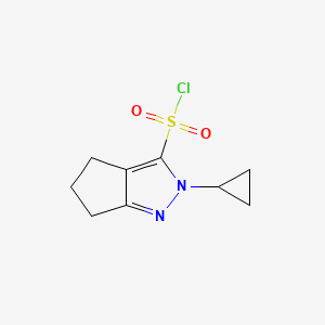 molecular formula C9H11ClN2O2S B13174058 2-Cyclopropyl-2H,4H,5H,6H-cyclopenta[c]pyrazole-3-sulfonyl chloride 